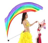 Seidenschleier für Bauchtanz - Farbverlauf Seiden-Poi Flaggen mit Poi-Ball | Elegante Seidenfahnen aus echter Seide für Flow Arts, Tribal Fusion, Tanzshows & Performance Übungen