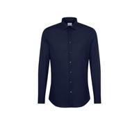 Seidensticker Business Hemd Slim Fit Bügelfrei Kent Langarm, Camicia Uomo, Blu (Dunkelblau), 44