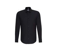 Seidensticker Business Hemd Slim Fit Bügelfrei Kent Langarm, Camicia Uomo, Nero (Schwarz), 38