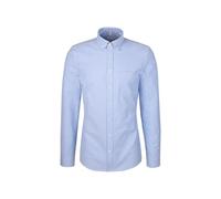 Seidensticker Camicia Casual da Uomo Nera Rosa Slim Manica Lunga Button-Down Collar, Colletto Button-Down 100% Cotone, Blu, 44