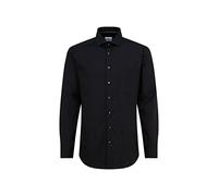Seidensticker Camicia da Uomo a Maniche Lunghe in Popeline, Nero, 45