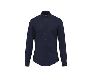 Seidensticker Camicia da Uomo Business - Modellata - Facile da Stirare - Colletto Kent - Maniche Lunghe - 100% Cotone, Blu, 38