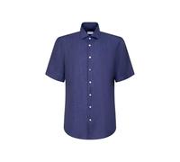 Seidensticker Camicia da Uomo Business, vestibilità Normale, Morbida, Colletto Kent, Maniche Corte, 100% Lino, Blu, 40