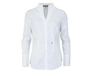 Seidensticker Donna Goblet Collar Blouse Long Sleeve Slim Fit Plain Non-iron Camicia da donna, Bianco (01), 46 EU