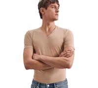 Seidensticker Maglietta da Uomo a Maniche Corte con Scollo a V T-Shirt, Beige, S