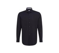 Seidensticker vestibilità Normale, a Maniche Lunghe, in Popeline Camicia, Nero, 45 Uomo