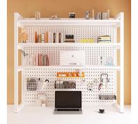SEIFE Desktop bookshelf,Dorm bookshelf,Desk Organizer Shelf,Desktop Storage Shelf,student pegboard bookcase,home office racksdisplavs,lift desk bookcase,desk hutch dorm(White three layers,70cm)