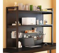 SEIFE Desktop bookshelf,Dorm bookshelf,Desk Organizer Shelf,Desktop Storage Shelf,student pegboard bookcase,home office racksdisplavs,lift desk bookcase,desk hutch dorm(Black double layer,130cm)