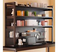 SEIFE Desktop bookshelf,Dorm bookshelf,Desk Organizer Shelf,Desktop Storage Shelf,student pegboard bookcase,home office racksdisplavs,lift desk bookcase,desk hutch dorm(Black three layers,110cm)