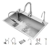 SEIFE Lavello Cucina 1 Vasca 80 * 45 CM,Lavandino Cucina da,Lavabo Cucina in Acciaio Inox Spazzolato 304,con Rubinetto Estraibile,con Cestello Telescopico,con Rubinetto Acqua Pulita,(Flagship Model)
