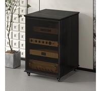 SEIFE Mobiletto per componenti stereo con anta in vetro,scaffale per audiovisivi,mobiletto angolare per audio-video,mobiletto per consolle per giradischi,per sala di registrazione(Black,81.5cm/32in)