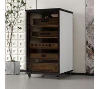 SEIFE Mobiletto per componenti stereo con anta in vetro,scaffale per audiovisivi,mobiletto angolare per audio-video,mobiletto per consolle per giradischi,per sala di registrazione(White,99.2cm/39in)