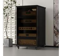 SEIFE Mobiletto per componenti stereo con anta in vetro,scaffale per audiovisivi,mobiletto angolare per audio-video,mobiletto per consolle per giradischi,per sala di registrazione(Black,99.2cm/39in)