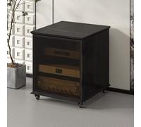 SEIFE Mobiletto per componenti stereo con anta in vetro,scaffale per audiovisivi,mobiletto angolare per audio-video,mobiletto per consolle per giradischi,per sala di registrazione(Black,63.6cm/25in)