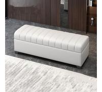 SEIFE Panca contenitore per ingresso, panca per camera da letto, cassapanca porta giocattoli/coperte, grande pouf con contenitore per soggiorno, per cambio scarpe(Milk White,140cm/55in)