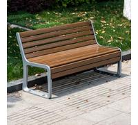 SEIFE Panchina da parco per esterni con schienale, panchina da giardino robusta con doghe in legno naturale, seduta da patio con telaio in metallo antiruggine per cortile(Dark Walnut,120CM/47.2IN)