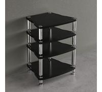 SEIFE Supporto multimediale AV a 1/2/3/4 livelli,mobiletto angolare audio-video,mobiletto per consolle per giradischi,stereo con scaffalatura audio-video,per home theater(Black,4-layer)