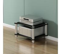 SEIFE Supporto multimediale AV a 4 livelli, mobiletto angolare audio-video, mobiletto per console giradischi, scaffale stereo per audio-video, per home theater(2-layer,Black)