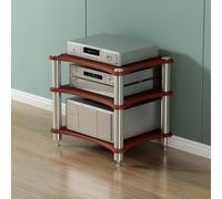 SEIFE Supporto multimediale AV a 4 livelli, mobiletto angolare audio-video, mobiletto per console giradischi, scaffale stereo per audio-video, per home theater(3-layer,Walnut color)