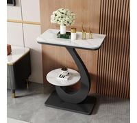 SEIFE Tavolino d'appoggio moderno in bianco e nero, tavolino d'ingresso a due ripiani con struttura in metallo a forma di S, tavolino laterale stretto per divano(Black-2,50x40cm/19.7x15.7in)