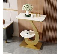 SEIFE Tavolino d'appoggio moderno in bianco e nero, tavolino d'ingresso a due ripiani con struttura in metallo a forma di S, tavolino laterale stretto per divano(Gold-1,60x40cm/23.6x15.7in)