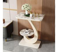 SEIFE Tavolino d'appoggio moderno in bianco e nero, tavolino d'ingresso a due ripiani con struttura in metallo a forma di S, tavolino laterale stretto per divano(White-3,50x30cm/19.7x11.8in)