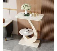 SEIFE Tavolino d'appoggio moderno in bianco e nero, tavolino d'ingresso a due ripiani con struttura in metallo a forma di S, tavolino laterale stretto per divano(White-2,50x30cm/19.7x11.8in)