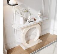 SEIFE Tavolo d'ingresso moderno in marmo nero, tavolo consolle bianco, tavolo da divano stretto decorativo, per ingresso, corridoio, soggiorno, ingresso(White,120cm/47.2in)