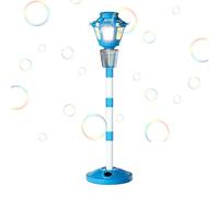 Seifenblasenmaschine Kinder Aufladbar - Stehende Straßenlaterne mit LED & Musik | Automatische Bubble Machine für Garten & Party, Kabelloses Outdoor Spielzeug, 28x19 cm