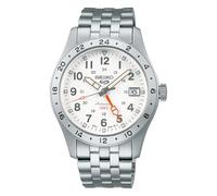 Seiko 5 Sports Orologio Automatico GMT, Quadrante Bianco, Bracciale in Acciaio, Modello SSK059K1