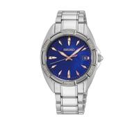Seiko Caprice SKK881P1 Women's Quartz Watch - Blue Mother-of-Pearl Dial, Diamond Accents, Stainless Steel Bracelet