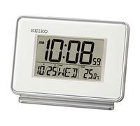 Seiko LCD Dual Alarm Clock Calendario, plastica, Bianco