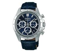 Seiko Orologio cronografo al quarzo 1/5 secondi con lancetta 24 ore da uomo, Pelle Blu marino Sbtr019, Moderno