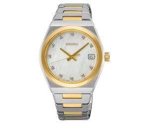 Seiko Orologio da polso classico da donna, colore bicolore con cinturino in acciaio inox, impermeabile: 10 bar, diametro cassa: 34 mm, SUR604P1