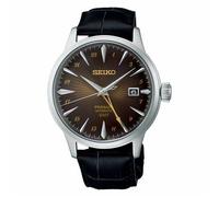 Seiko Presage SSK039J1 'Rusty Nail' Cocktail Time GMT Men's Watch - Brown Gradient Dial, Black Leather Strap