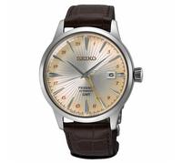 Seiko Presage SSK041J1 'Acacia' Cocktail Time GMT Men's Watch - Champagne Dial, Brown Leather Strap
