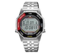 Seiko SMGG19P1 Orologio digitale da uomo con quadrante nero e rosso e cinturino in argento