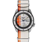 Seiko SRPK73 - Orologio analogico da uomo, a carica manuale, automatico, quadrante nero, cinturino in acciaio inossidabile argentato, 5 sport, 24 rubini, resistente all'acqua fino a 100 metri, Sport