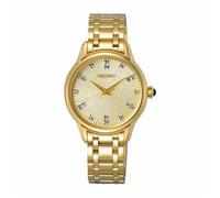 Seiko SRZ552P1 Women's Quartz Watch, Gold-Tone Case, Diamond-Set Dial, Gold Stainless Steel Bracelet