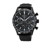 Seiko SSB417P1 Men's Chronograph Watch, Black Dial, Black Nylon Strap