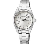 Seiko SUR349P1 Women's Quartz Watch - Silver Dial, Day-Date, Stainless Steel Bracelet