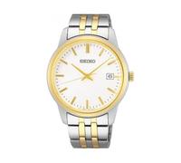 Seiko SUR402P1 Men's Quartz Watch - White Dial, Two-Tone Stainless Steel Bracelet