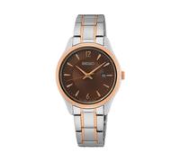 Seiko SUR476P1 Women's Watch - Brown Dial, Two-Tone Stainless Steel, 30mm
