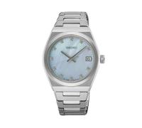 Seiko SUR603P1 Women's Watch - 34mm Stainless Steel, Blue Mother-of-Pearl Dial, Diamond Markers
