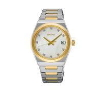 Seiko SUR604P1 Women's Quartz Watch - 34mm Two-Tone Steel, MOP Dial, Diamond Markers