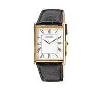 Seiko SWR052P1 Men's Quartz Watch - Gold Case, Black Leather Strap