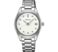Seiko Women's Quartz Watch SUR579P1 - 32mm Stainless Steel Case, Mother of Pearl Dial with Diamond Hour Markers, Sapphire Crystal