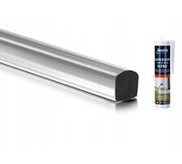 Seiletech.de Guarnizione per doccia in acrilico, 10 mm x 10 mm, 110 cm, trasparente, con colla, asta semicircolare, protezione contro i rondini, doccia, guarnizione a pavimento, profilo