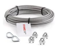 Seilwerk STANKE 10m fune di acciaio zincato, fune di acciaio 4mm 6x7, 2x ditale, 4x morsetto di prua - SET 1