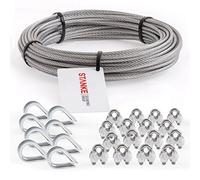 Seilwerk STANKE 50m fune di acciaio zincato, fune di acciaio 5mm 6x7, 8x ditale, 16x morsetto di prua - SET 3